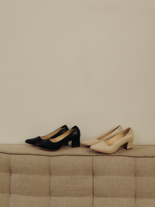 Pointed Block Heel Pumps