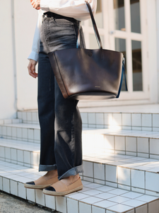 [FINAL RUN] REVERSIBLE SHOPPER BAG CERULEAN BLUE/CHOCOLATE