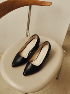 Pointed Block Heel Pumps