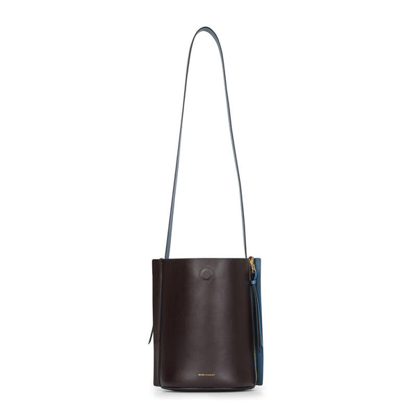 REVERSIBLE BUCKET BAG CERULEAN BLUE/CHOCOLATE